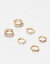 Reclaimed Vintage inspired gold plated huggie hoop pack with crystal detail ǥ