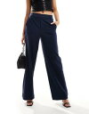 Vila high waist wide leg trouser in navy fB[X