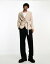  ASOS DESIGN skinny belted blazer in taupe in micro texture 