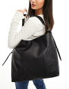 エイソス バッグ エイソス ASOS DESIGN leather buckle detail tote bag in black レディース