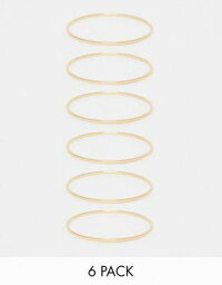 エイソス ASOS Curve エイソス ASOS DESIGN Curve pack of 6 bangle bracelets in slim design in gold レディース