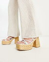 スティーブマデン メデン Steve Madden Belise seagrass platform sandals in white レディース