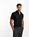 エイソス エイソス ASOS DESIGN skinny fit royal oxford shirt with cutaway collar in black メンズ