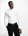 エイソス エイソス ASOS DESIGN easy iron regular formal shirt with wing collar in textured oxford fabric メンズ