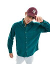 エイソス エイソス ASOS DESIGN 90s oversized style cord shirt in collegiate green メンズ