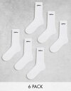 tH[ Good For Nothing 6 pack embroidered logo socks in white Y