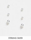 エイソス エイソス ASOS DESIGN pack of 3 sterling silver graduated stud earrings レディース