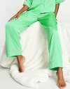 エイソス パジャマ レディース エイソス ASOS DESIGN mix & match satin pyjama trouser with contrast piping in green レディース