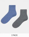 GC\X ASOS DESIGN 2 pack fine rib ankle socks fB[X