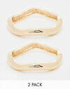 エイソス エイソス ASOS DESIGN pack of 2 cuff bracelets with wave design in gold tone レディース