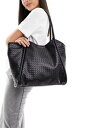 エイソス バッグ エイソス ASOS DESIGN weave tubular tote bag in black レディース