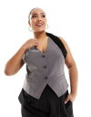 GC\X ASOS DESIGN Curve tailored waistcoat in grey fB[X