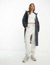 GC\X ASOS DESIGN rubberised rain parka coat in midnight fB[X