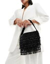 エイソス バッグ エイソス ASOS DESIGN beaded tassel fringe shoulder bag in black レディース