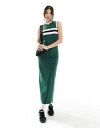 エイソス　ドレス エイソス ASOS DESIGN v neck sleeveless with stripe detail maxi dress in green レディース