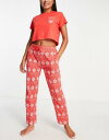 uCu\E Brave Soul christmas fairisle snowflake pyjama set in red fB[X