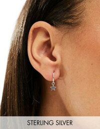 Kingsley Ryan sterling silver moon and star charm hoop earrings in silver レディース