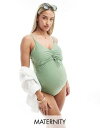 Mama.licious Mamalicious Maternity swimsuit in sage green レディース