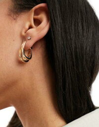 マンゴ Mango triple hoop earrings in gold レディース