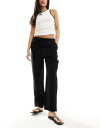 }S Mango drawstring slim trouser in black fB[X