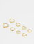 ȥåץå Topshop Pedro waterproof stainless steel pack of 4 hexagonal hoop earrings in gold tone ǥ