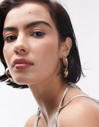 トップショップ Topshop Erika hammered hoop earrings in gold tone レディース