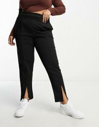 ユアーズ Yours straight leg trousers with split hem in black レディース