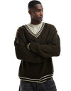 GC\X ASOS DESIGN oversized cable knit cricket jumper in brown with cream tipping Y