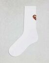 GC\X ASOS DESIGN sock with heart embroidery in white Y