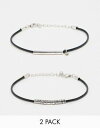 エイソス エイソス ASOS DESIGN 2 pack PU cord bracelet with silver embellishments メンズ