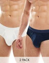 GC\X ASOS DESIGN 2 pack trunks in navy and white Y