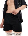 GC\X ASOS DESIGN pleated shorter length linen shorts with fixed waist in black Y