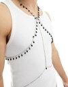 GC\X ASOS DESIGN chain body harness with black beads in silver tone Y
