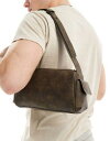 GC\X ASOS DESIGN faux leather shoulder bag in washed brown Y