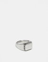 GC\X ASOS DESIGN waterproof stainless steel signet ring with texture in silver tone Y