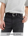 GC\X ASOS DESIGN belt in faux leather with silver western buckle in black Y