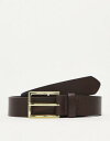 エイソス ASOS DESIGN smart faux leather belt with gold buckle in brown メンズ