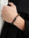 GC\X ASOS DESIGN bracelet with semi precious tiger and cheetah head in silver tone Y