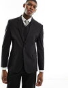 エイソス ASOS DESIGN skinny linen mix suit jacket in black メンズ