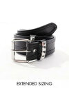 エイソス ASOS DESIGN faux leather belt with metal loop detail in black メンズ