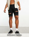 GC\X ASOS DESIGN skinny regular length shorts in black with heavy rip Y