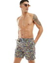 プリティグリーン Pretty Green mystic paisley swim shorts in blue メンズ