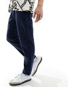 Selected Homme slim tapered linen mix trouser in navy Y