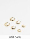 Ah ALDO Rothorn multipack of chubby hoop earrings in gold fB[X