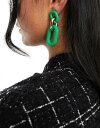 Ah ALDO Sevyn chain link earrings in green and gold fB[X