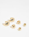 GC\X ASOS DESIGN pack of 3 hoop earrings with wide sleek design in gold tone fB[X