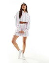 GC\X ASOS DESIGN shorts with contrast waist in pink stripe co-ord fB[X