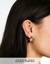 GC\X ASOS DESIGN 14k gold plated small hoop earrings with thick crossover design fB[X