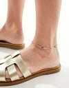 エイソス ASOS DESIGN anklet with blue eye charms in gold tone レディース