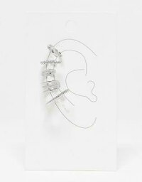 エイソス ASOS DESIGN pack of 5 ear cuffs with mixed detail in silver tone レディース